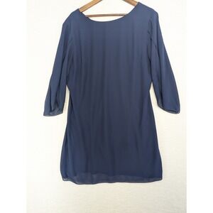 Grace Karin Women's Dress Elegant Chiffon‎ Navy Split Sleeve Zip XL